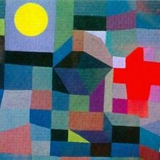 Kunst Doppelkarte - Paul Klee - Feuer, Vollmond